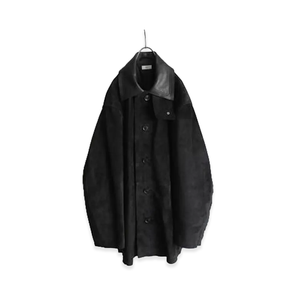 YOKE x ATTEMPT Ex.Cow Suede Cut Off Car Coat "Black"