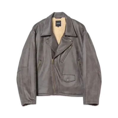 BEAMS Faux Leather Biker Jacket "ChacoalGray"