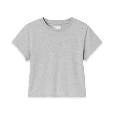 Gap x Victoria Beckham Women's Organic Cotton Logo Cropped T-Shirt "Heather Gray"