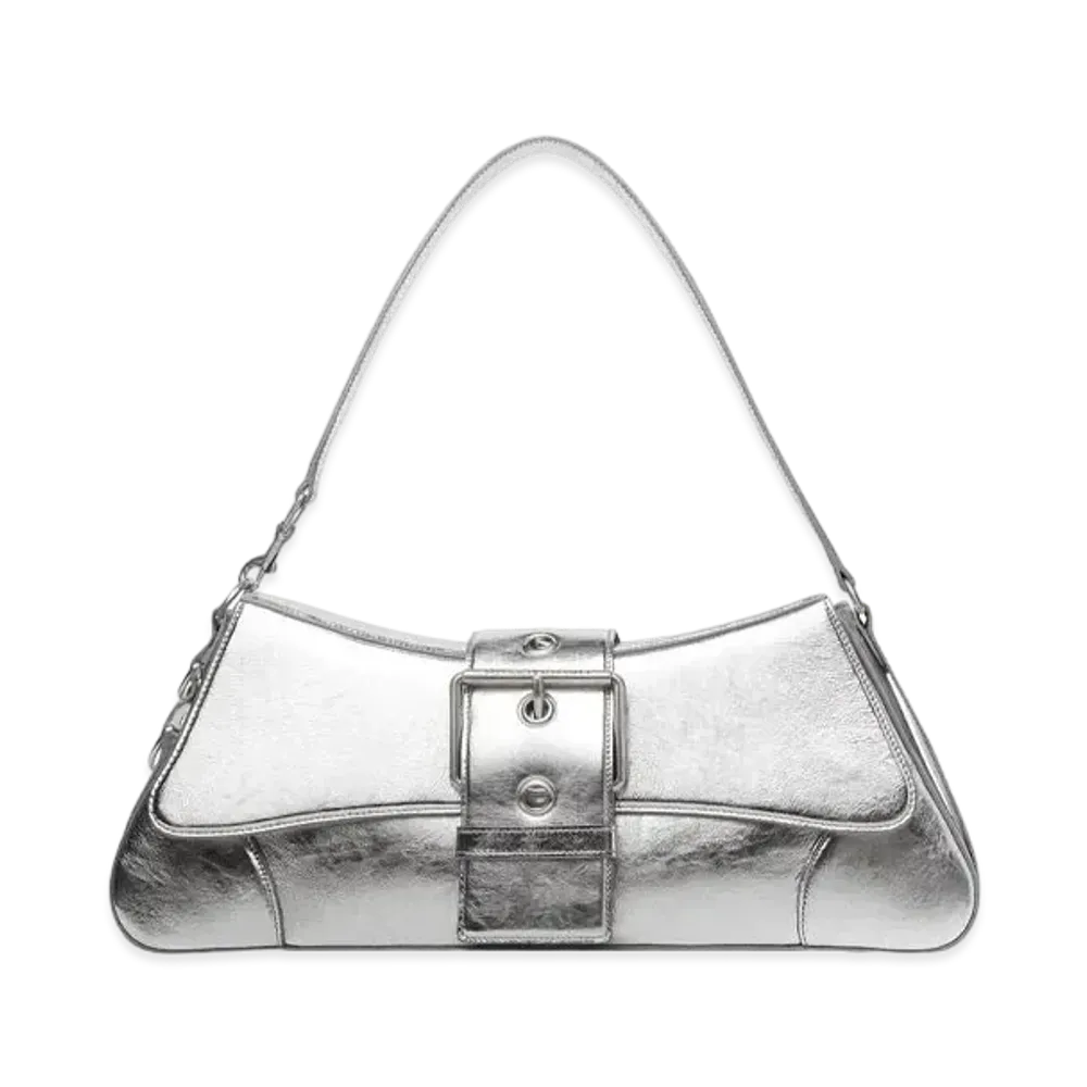 BALENCIAGA Lindsay Large Shoulder Bag Pleated Mirror Effect "Silver"