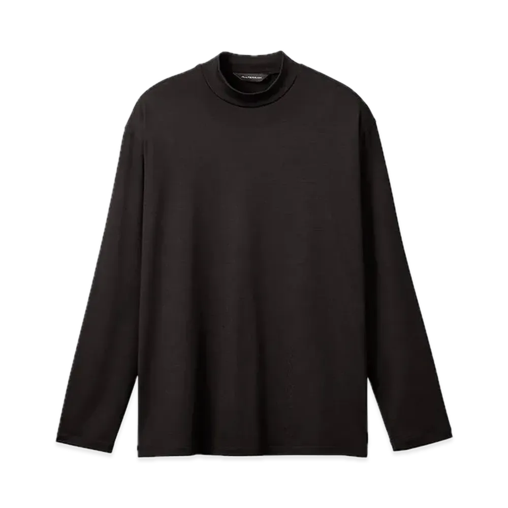 DESCENTE ALLTERRAIN Wool Mix Mock Neck Long Sleeve T-Shirt "Black"