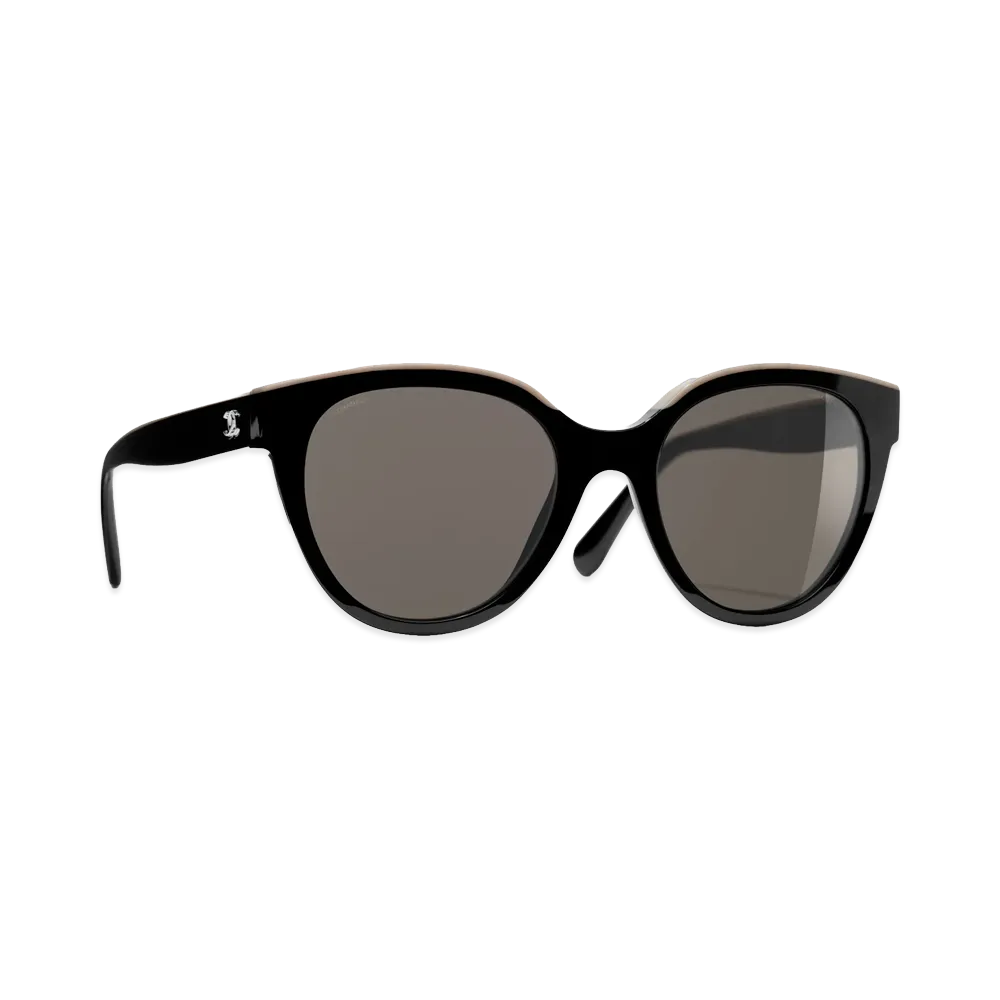CHANEL Women's Butterfly Shape Sunglasses "Black/Beige"