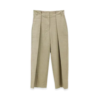 Weekend Max Mara Women's Check Wide Cropped Pants "Camel"