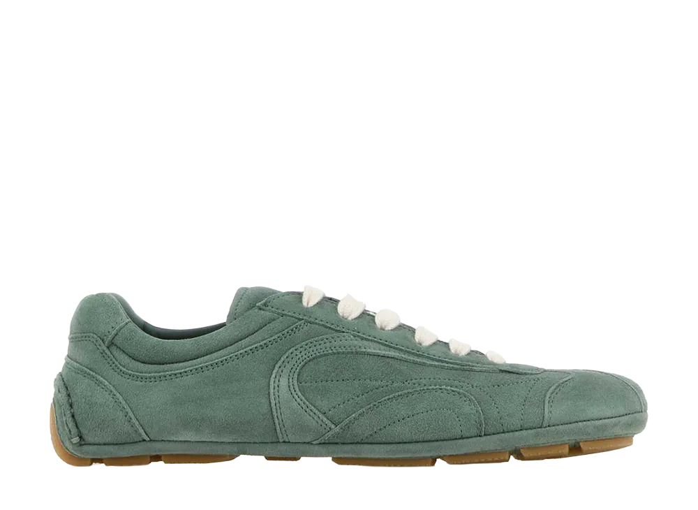 PRADA Women's Mint Suede Montecarlo Sneakers "Green"