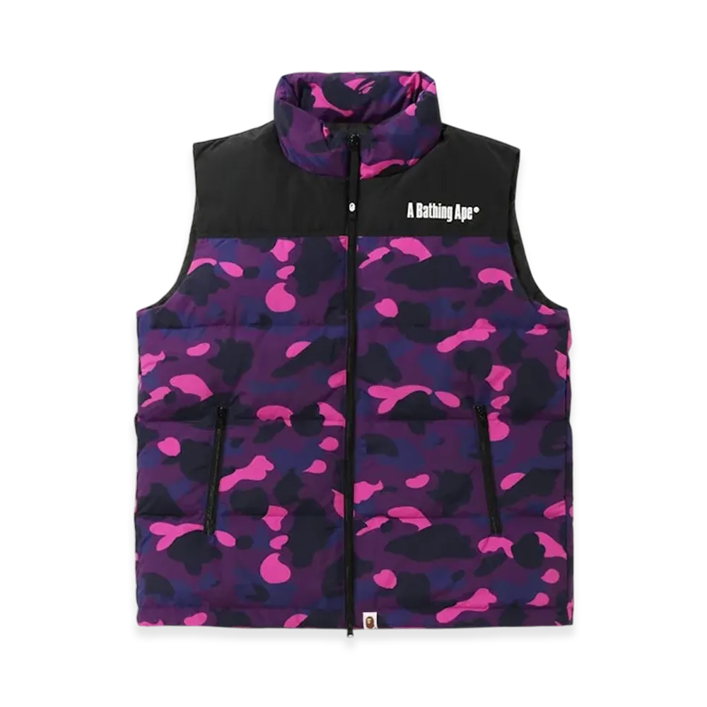 A BATHING APE Color Camo Down Vest "Purple"