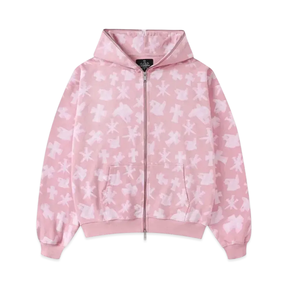 Unknown London 3D Monogram Logo Full Zip "Pink"