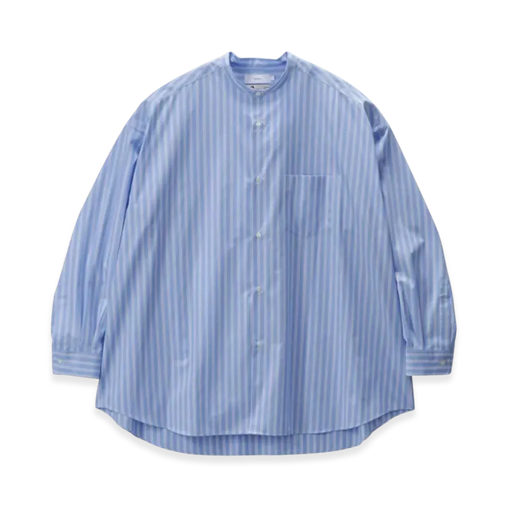 Graphpaper Sidogras L/S Oversized Band Collar Shirt "Yellow Pin Strype"