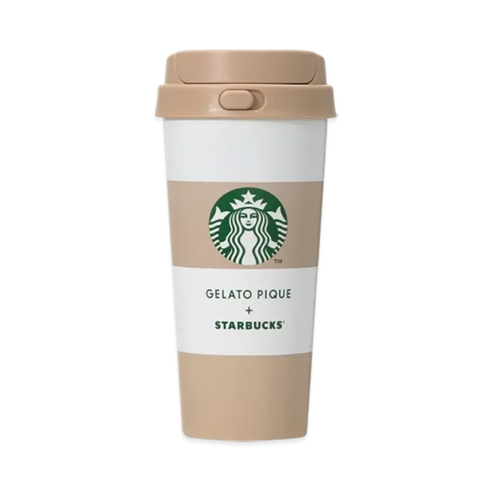 STARBUCKS x GELATO PIQUE Border Stainless Steel TOGO Bottle 473ml "Mocha Beige"