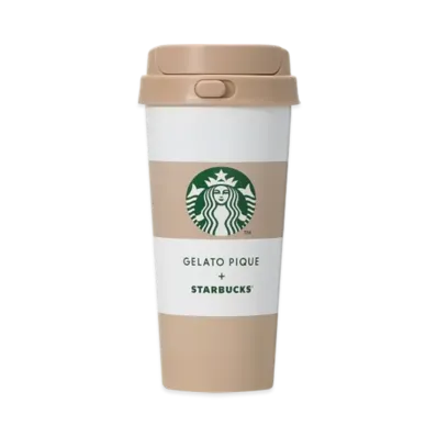 STARBUCKS x GELATO PIQUE Border Stainless Steel TOGO Bottle 473ml "Mocha Beige"