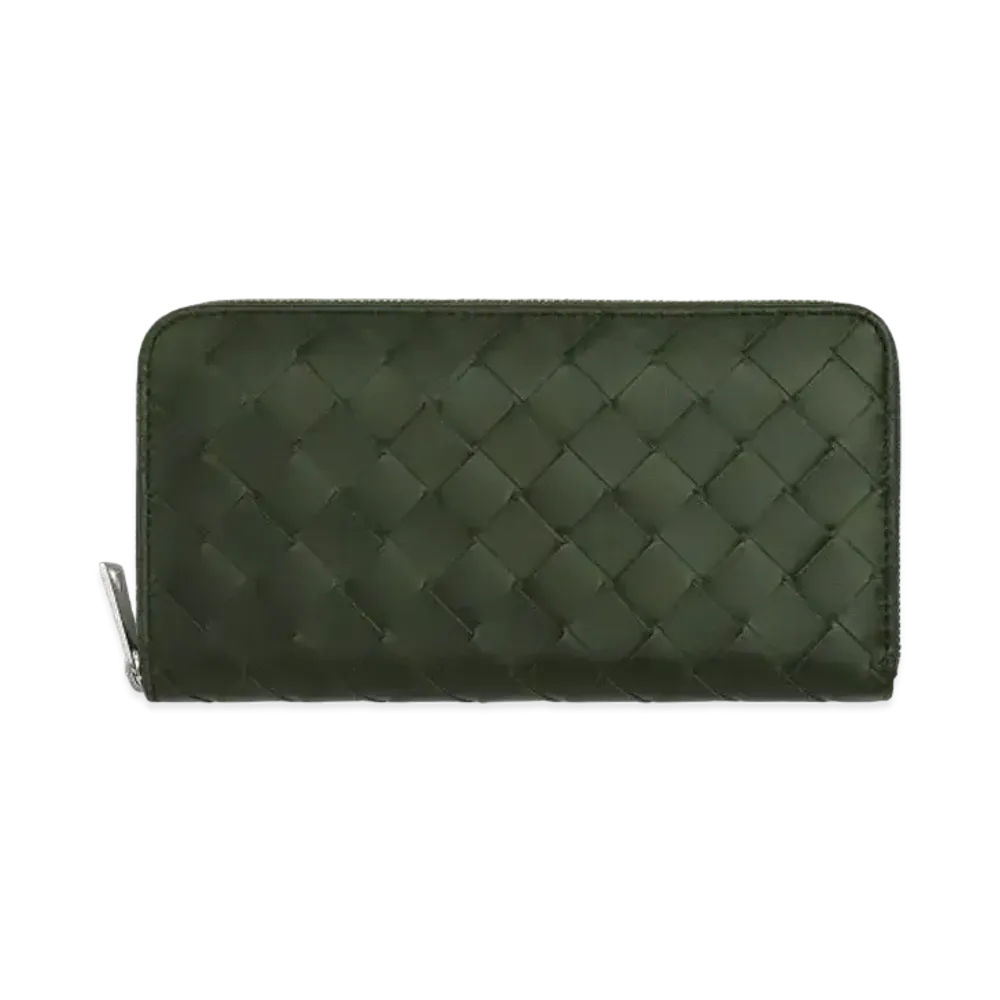 Bottega Veneta Intrecciato Calfskin Zip Around Wallet "Camping/Bubble Gum"