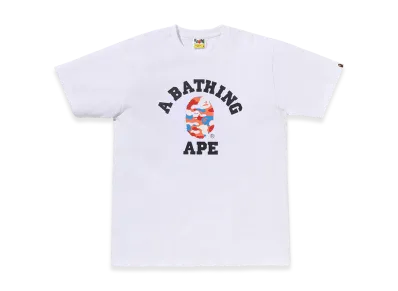 A BATHING APE x NIWAKASENPEI Bape Store One Fukuoka Bldg. College Tee "White"