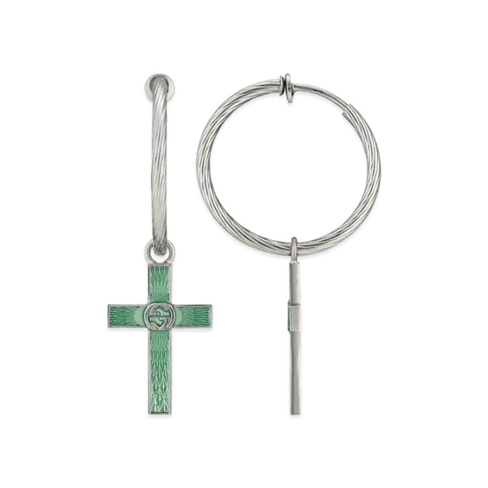 GUCCI Interlace G Letter Glaze Cross Single Earrings