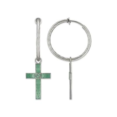 GUCCI Interlace G Letter Glaze Cross Single Earrings