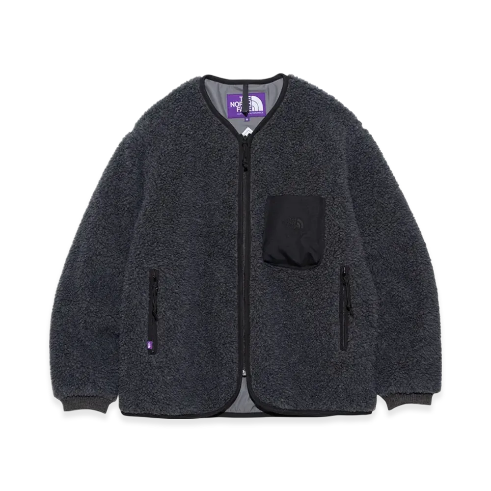The North Face Purple Label Wool Boa Windstopper Field Cardigan "Mix Charcoal"