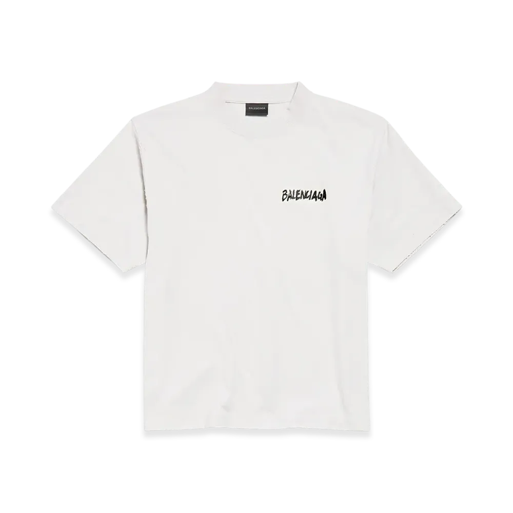 BALENCIAGA Masking Tape T-shirt Medium Fit "Dirty Effect White"