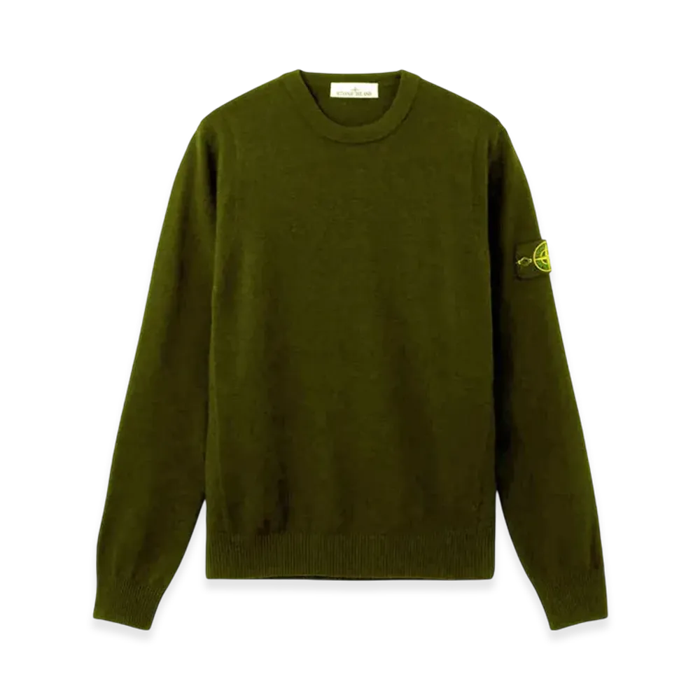 Stone Island Stretch RWS Wool Crew Neck Sweater "Military Green"