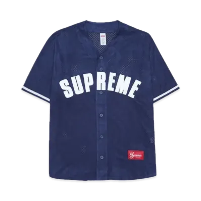 Supreme Ultrasuede Mesh Baseball Jersey "Navy"
