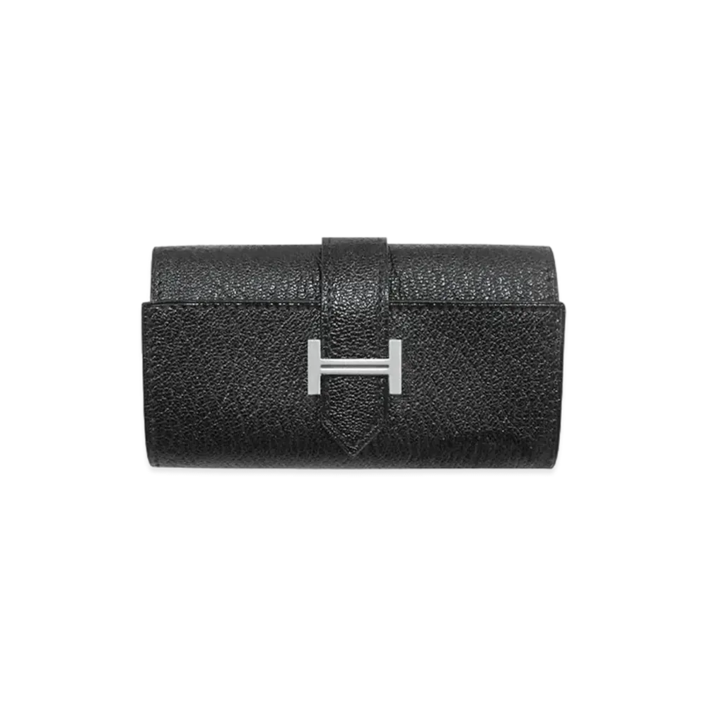 Hermes Bearn 4 Key Case Chevre Mysore "Noir/Silver"