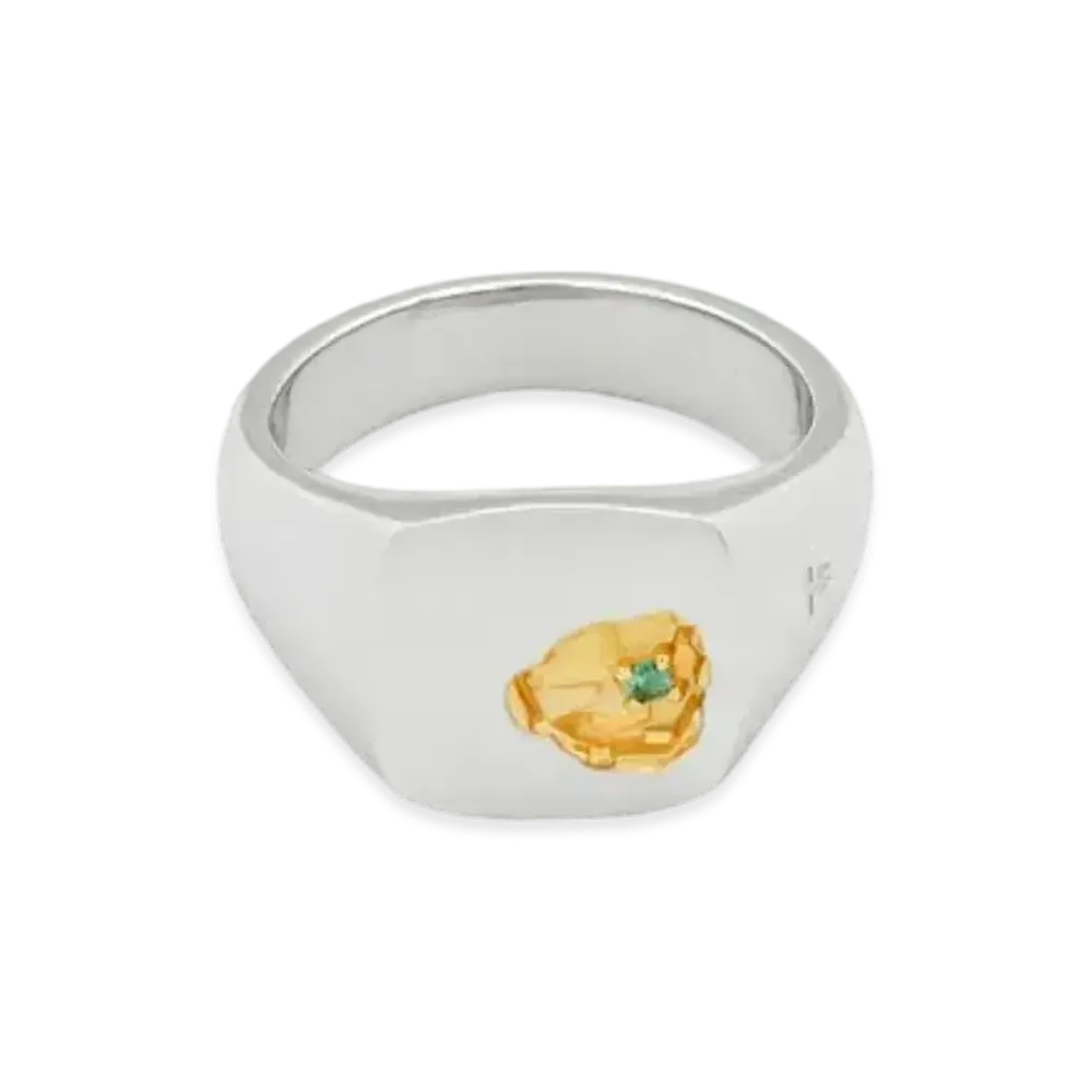 TOMWOOD Mined Ring Small Emerald "Silver"