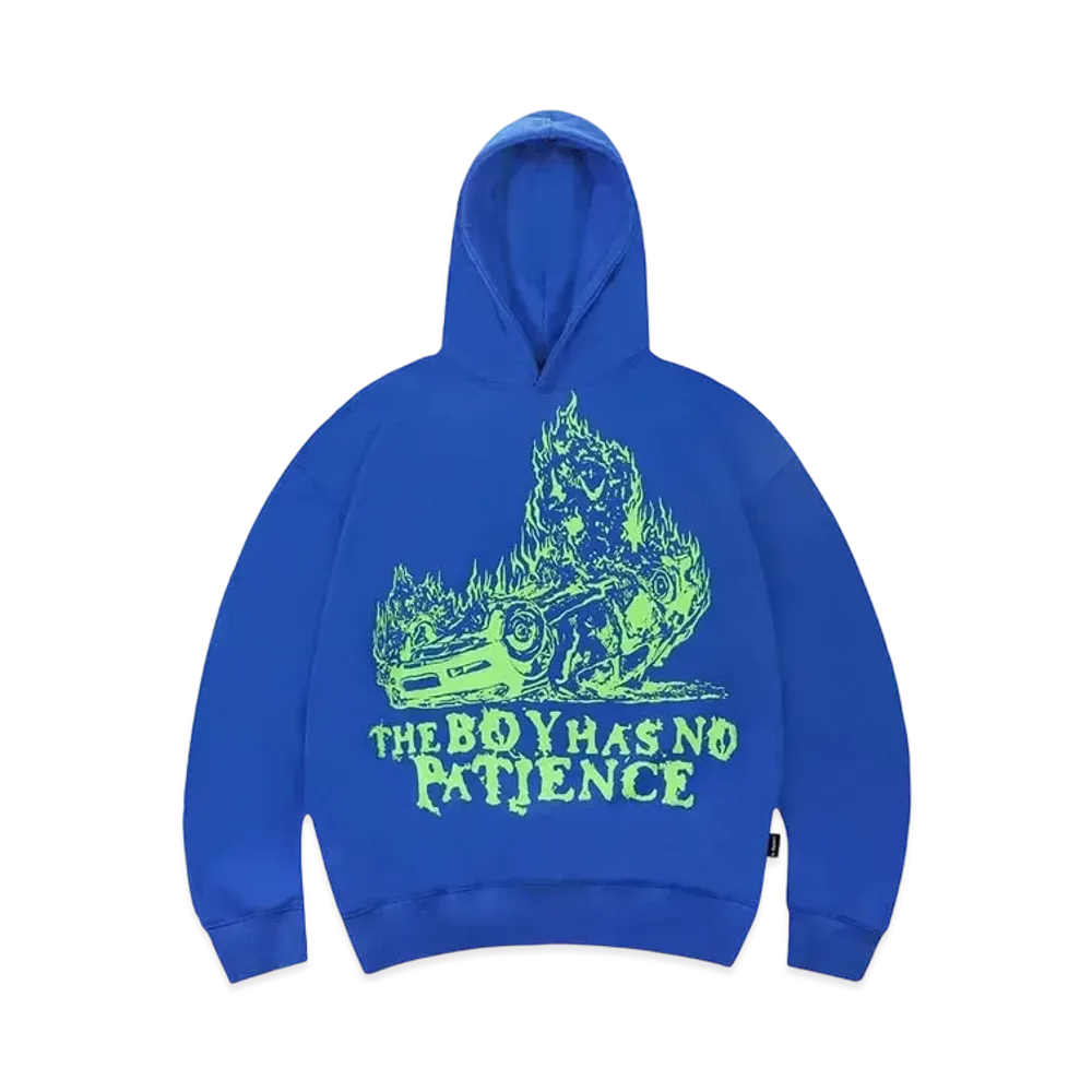 The Boy Has No Patience Burning Car Hoodie "Blue"