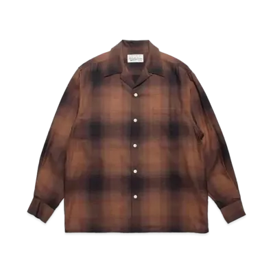 WACKO MARIA Check Open Collar Shirt "Brown"