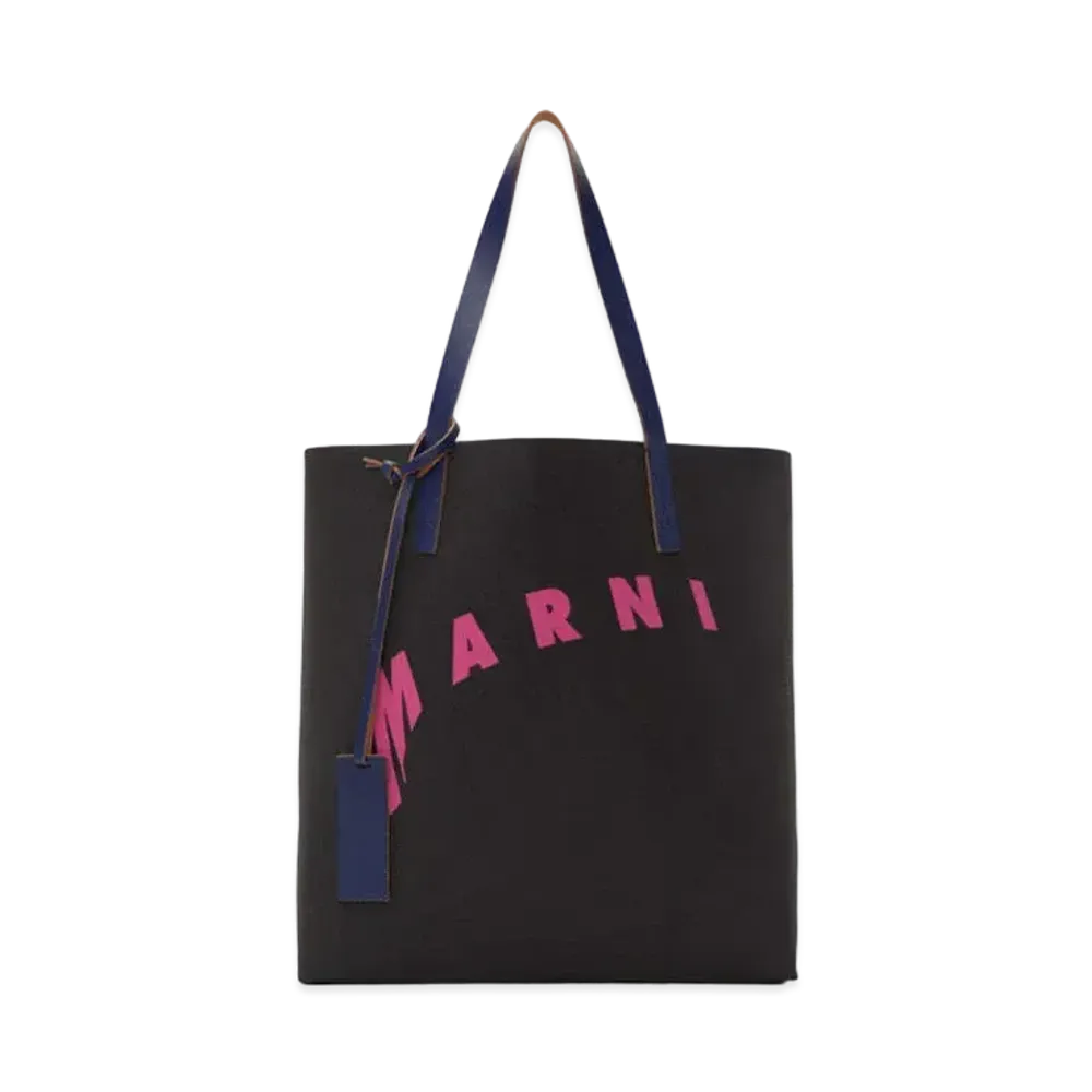 Marni Shopping Bag In Cellulose With Distorted Marni Logo "Black"