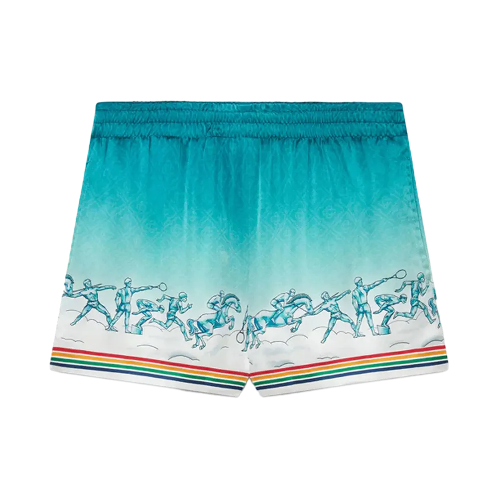 Casablanca La Deesse Du Stade Silk Shorts "Multi"