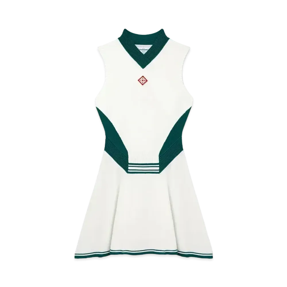Casablanca Draped Tennis Dress "White And Green"