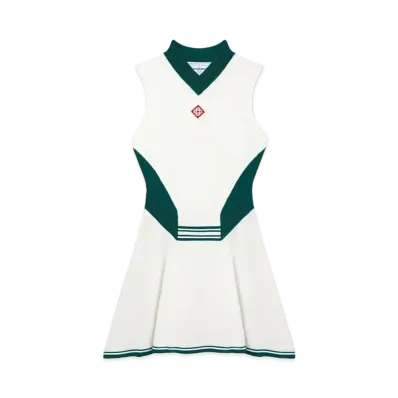 Casablanca Draped Tennis Dress "White And Green"