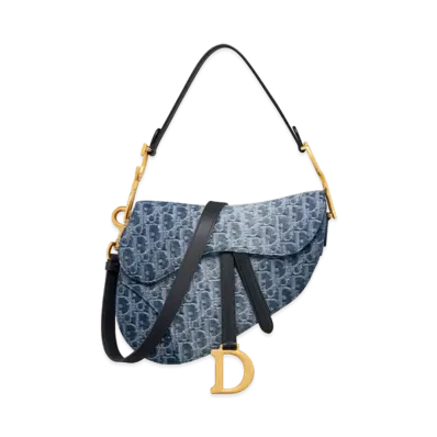 Dior Saddle Bag with Strap Denim Dior Oblique Jacquard "Blue"