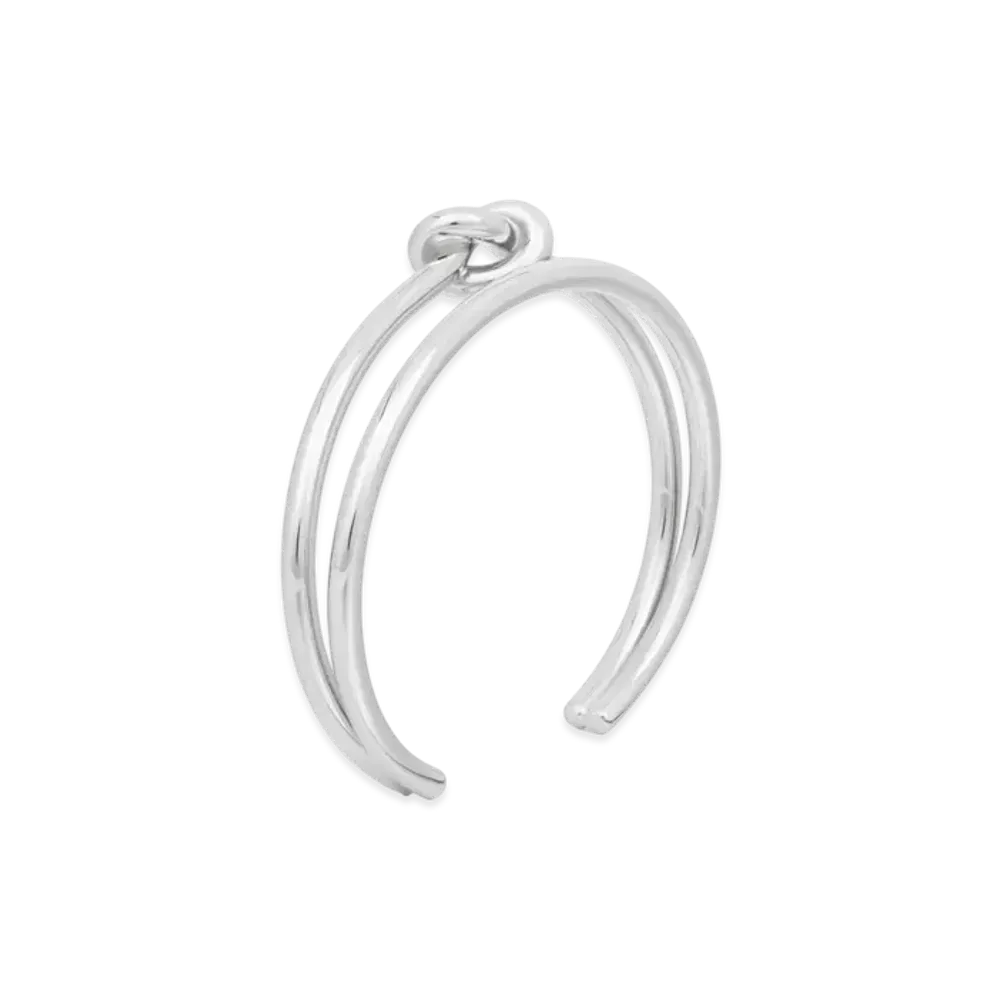 CELINE Knot Double Cuff in Brass with Rhodium Finish "Silver"