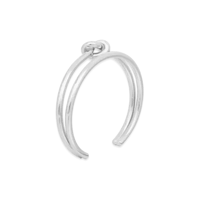 CELINE Knot Double Cuff in Brass with Rhodium Finish "Silver"