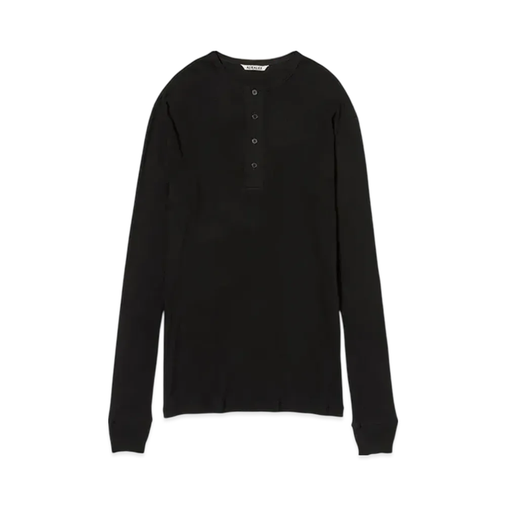 AURALEE Organic Soft Rib Henly Neck P/O "Black"