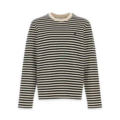AMI PARIS Women's ami De Coeur Mariniere T-Shirt "White/Black"