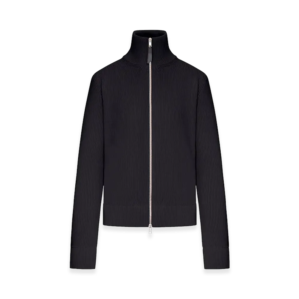 Maison Margiela Women's Ribbed Cotton Zip-Up Cardigan "Navy"