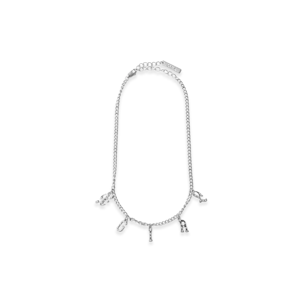 X-Girl Women's Logo And Rhinestone Necklace "Silver"
