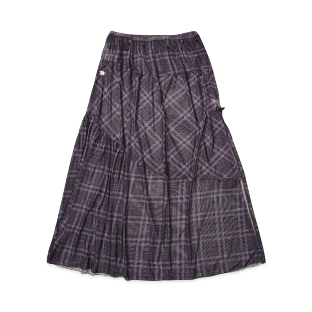 HTH check long skirt "PURPLE"
