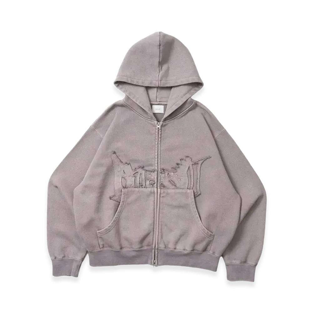 BLESS U Pigment Zip Hoodie "Gray"