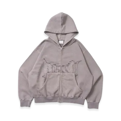 BLESS U Pigment Zip Hoodie "Gray"
