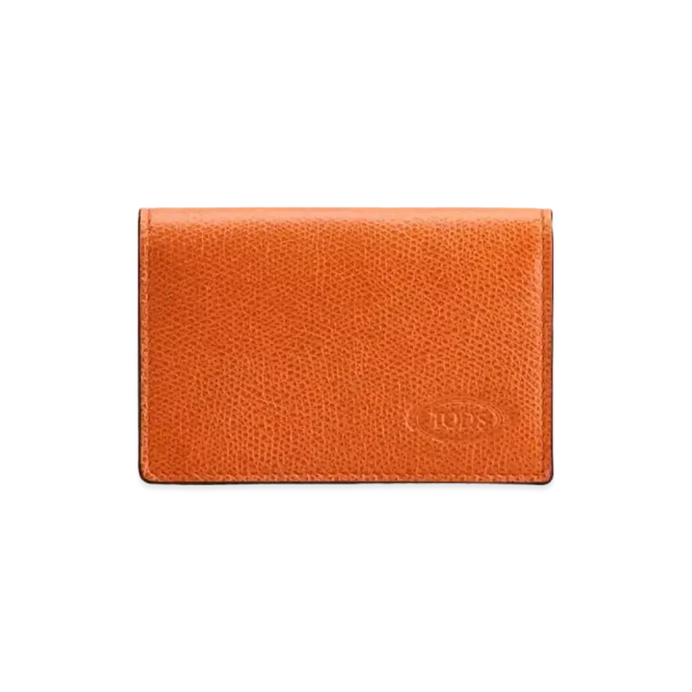 TOD'S Leather Business Card Holder "Orange/Blue"