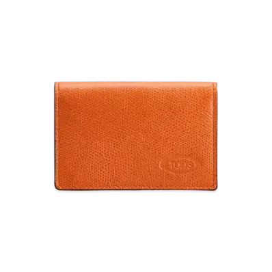 TOD'S Leather Business Card Holder "Orange/Blue"