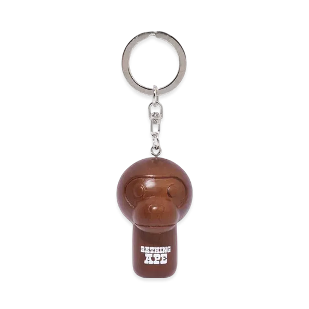 A BATHING APE Baby Milo Kokeshi Doll Key Chain "Brown"