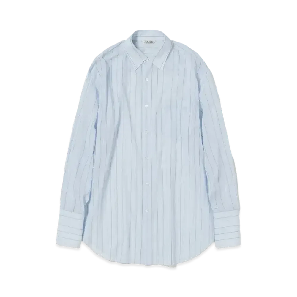 AURALEE Hard Twist Finx Organdy Stripe Shirt "Light Blue Stripe"