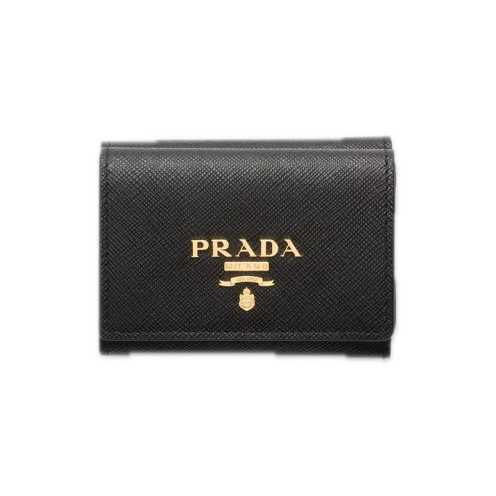 PRADA Saffiano Multicolor Wallet "Black/Pale Pink"