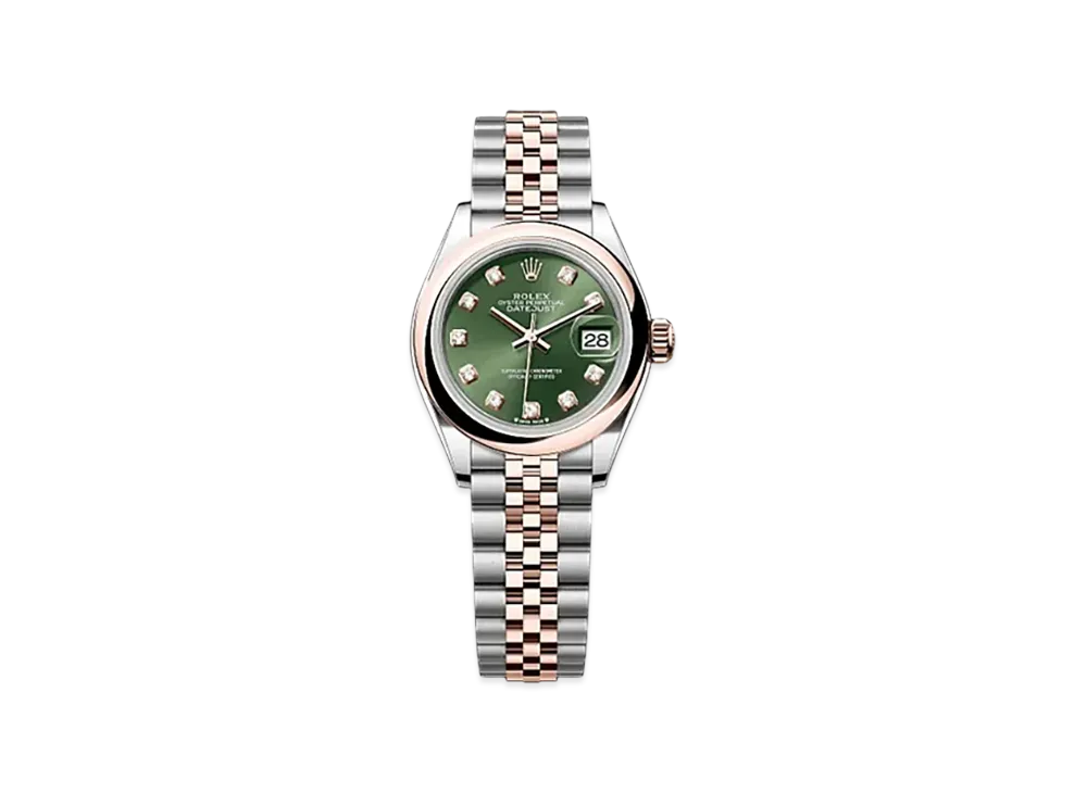 ROLEX Lady-Datejust Oystersteel & Everose Gold "Green"
