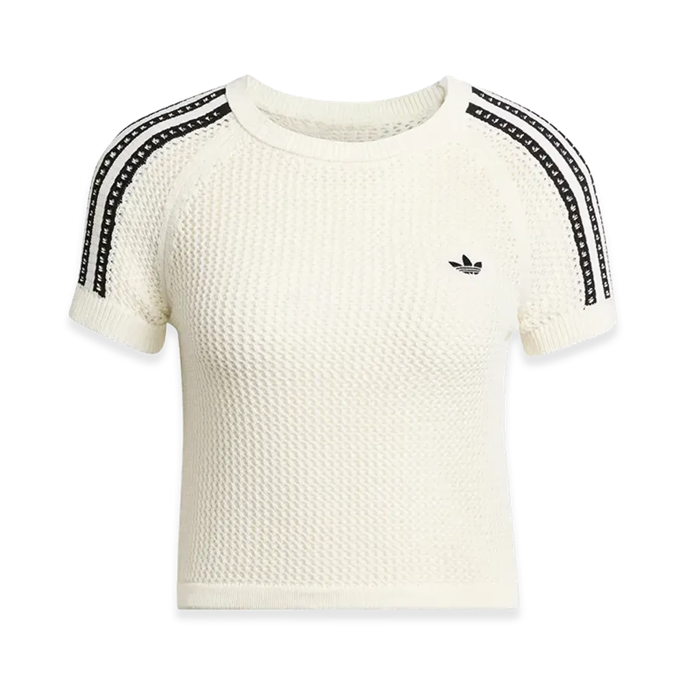 adidas Women's Knit Crochet Cali Tee "Off White"