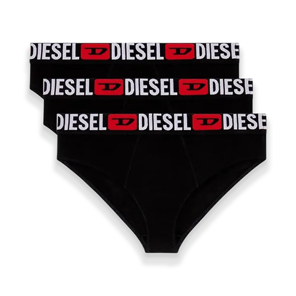 Diesel Ufpn-Blanca-R-Threepack Three-Pack Ribbed High-Waisted Briefs "Black"