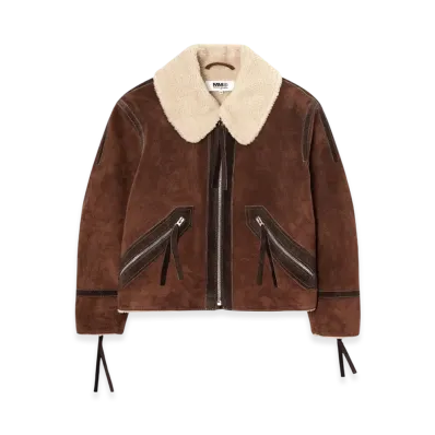 MM6 Maison Margiela Women's Suede Teddy Jacket "Nutmeg"