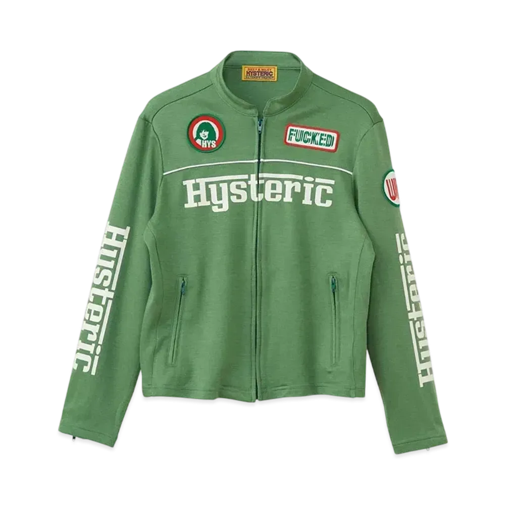 HYSTERIC GLAMOUR Circle Girl Patch Racing Jacket "Green"