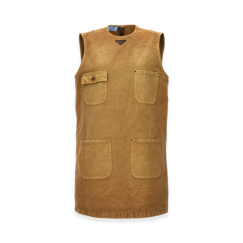 PRADA Women's 'Old' Canvas Dress "Beige"